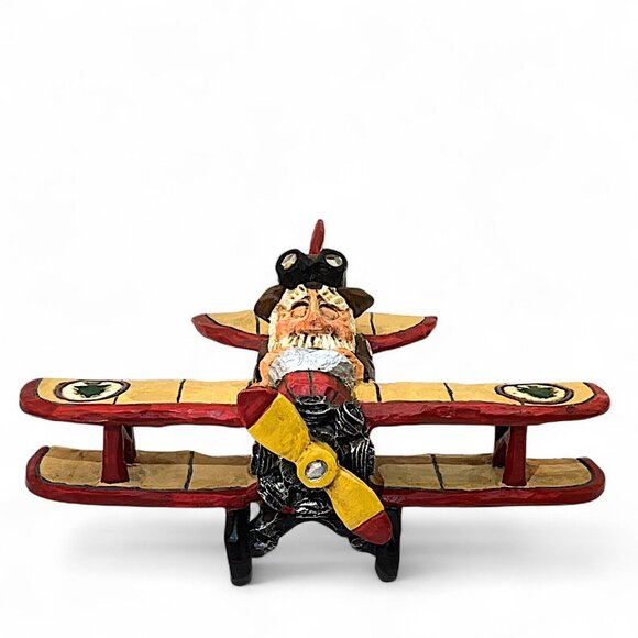 David Frykman Santa In Airplane Figurine DF1113 1997 Signed 9" x 6" x 4" Vintage - Picture 1 of 8